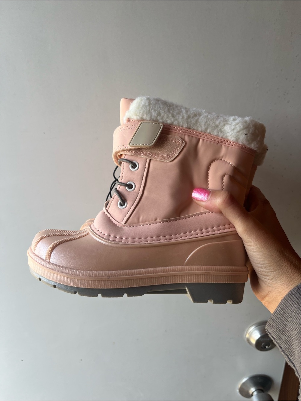 Cat & Jack Pink Kids Rain & Snow Boots with Faux Fur Cuff